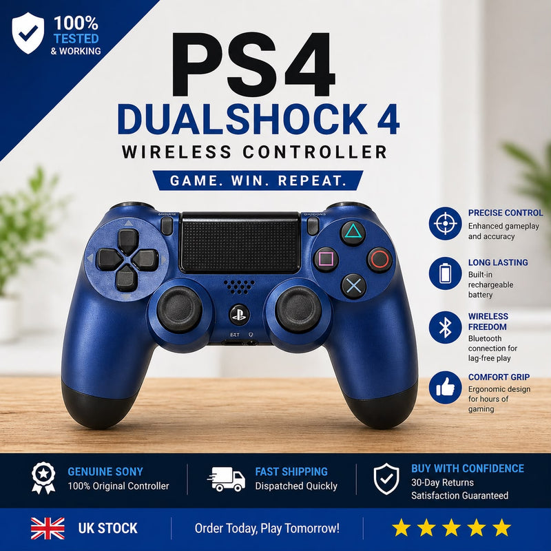 PS4 DualShock 4 Wireless Controller – Bluetooth Rechargeable Gaming Controller