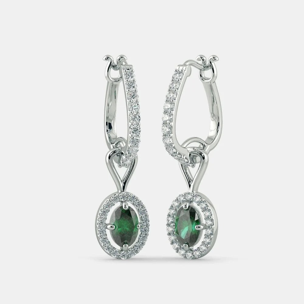 ATLANTIS EMERALD DIAMOND EARRINGS - 925 SILVER