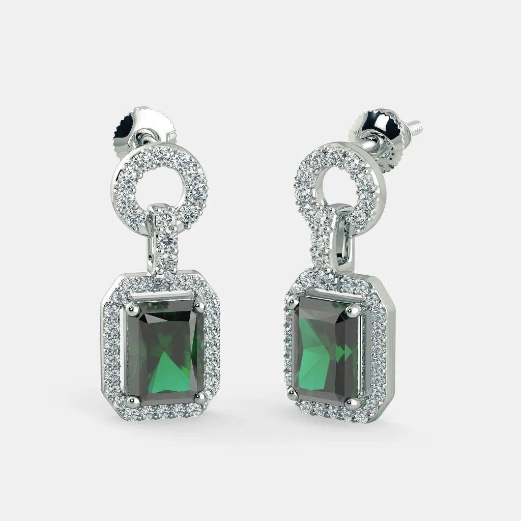EMERALD CUT ZIRCON EARRINGS - 925 SILVER