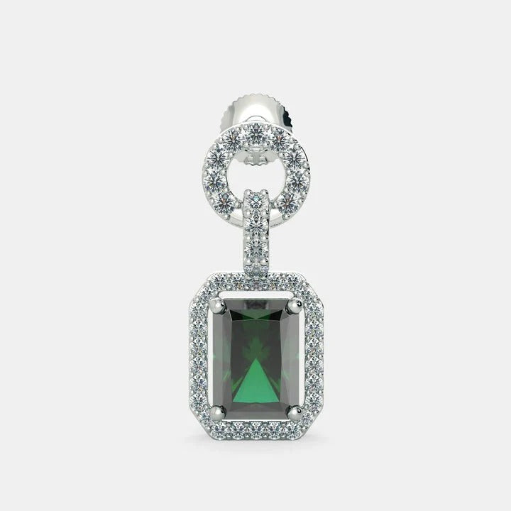 EMERALD CUT ZIRCON EARRINGS - 925 SILVER