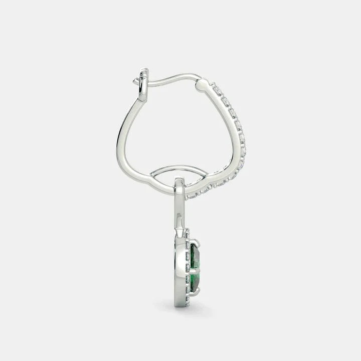 ATLANTIS EMERALD DIAMOND EARRINGS - 925 SILVER